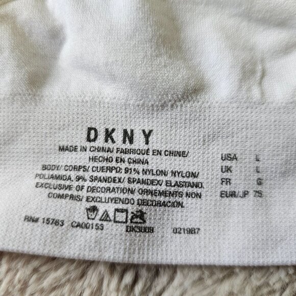 Dkny Womens White Nylon/Spandex Wireless Bra Size L Bralette - Picture 3 of 8